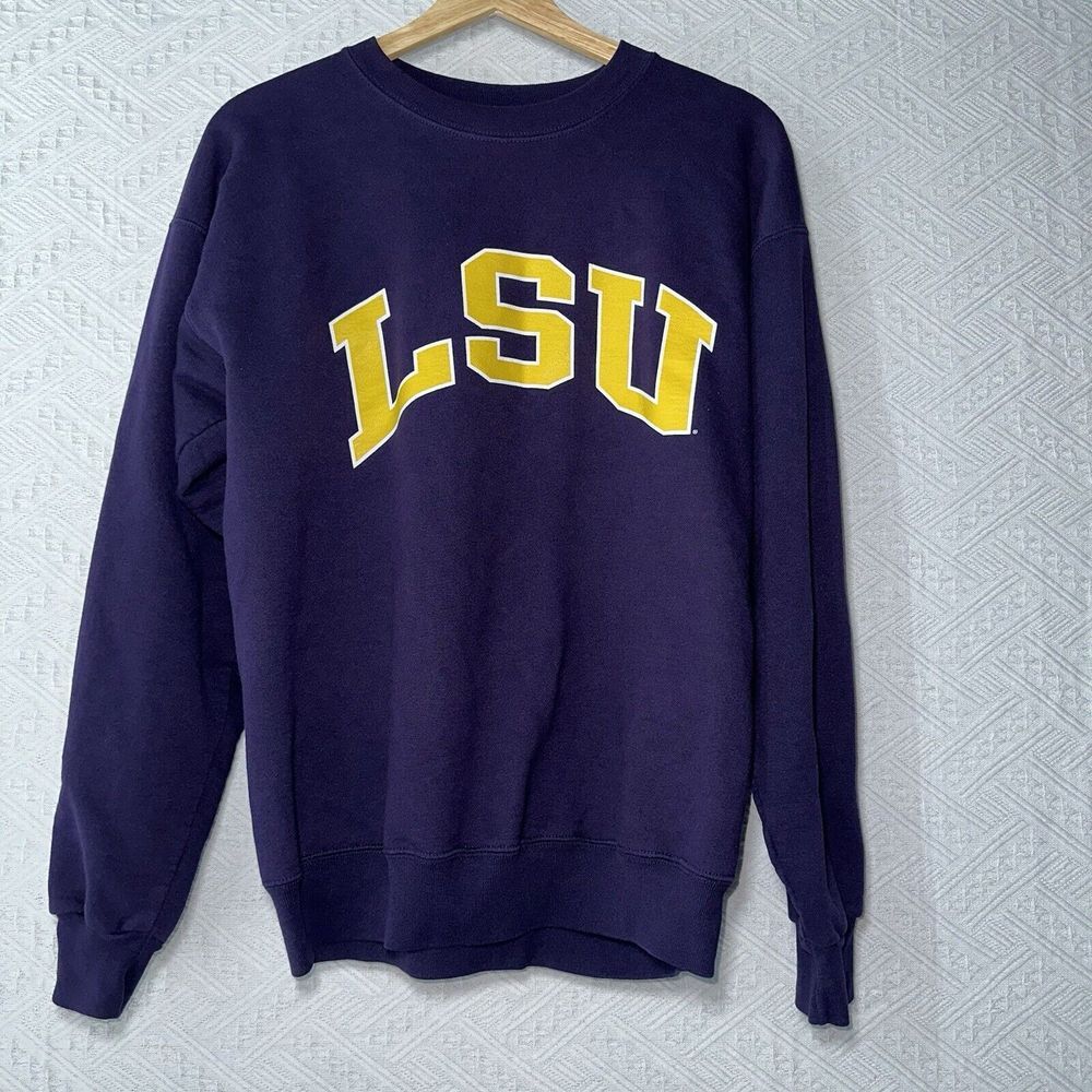 VTG Late 90s Champion LSU Louisiana State Tigers Purple Crewneck Sweatshirt Sz M